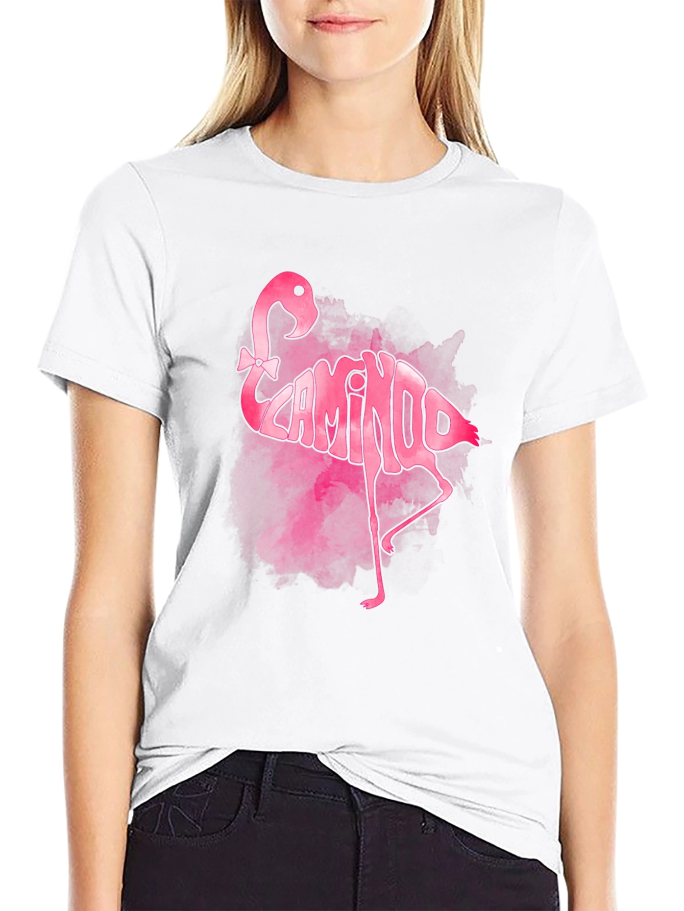 Pink Flamingo Word Art Graphic Tee