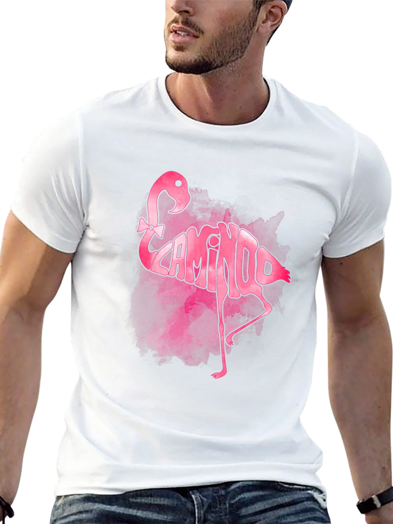 Pink Flamingo Word Art Graphic Tee