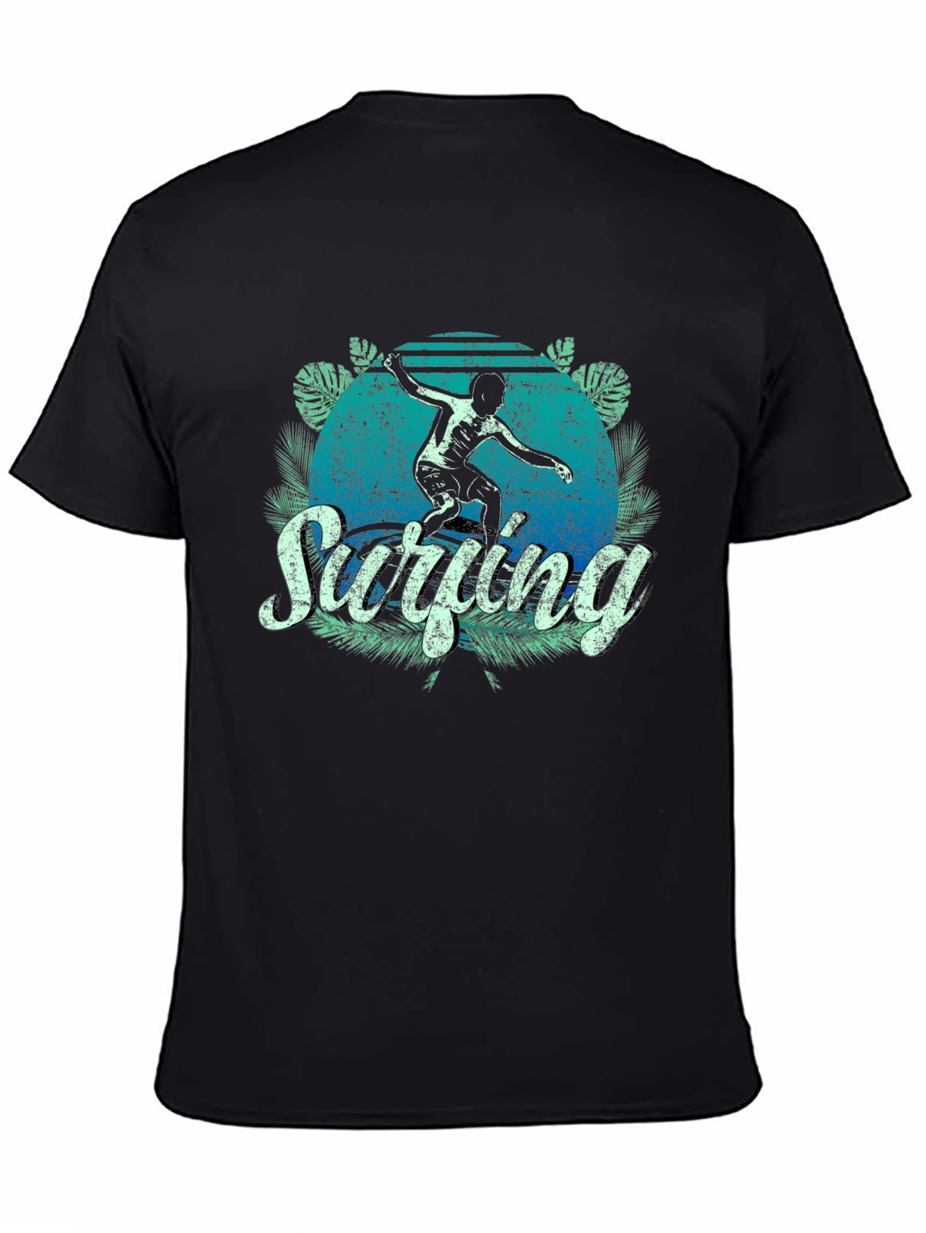 Surfing Retro Graphic T-Shirt - Mens Black Tee