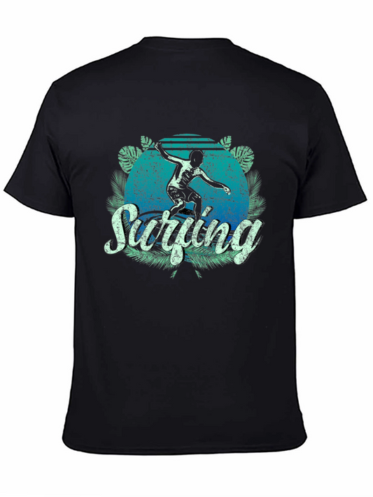 Surfing Retro Graphic T-Shirt - Mens Black Tee