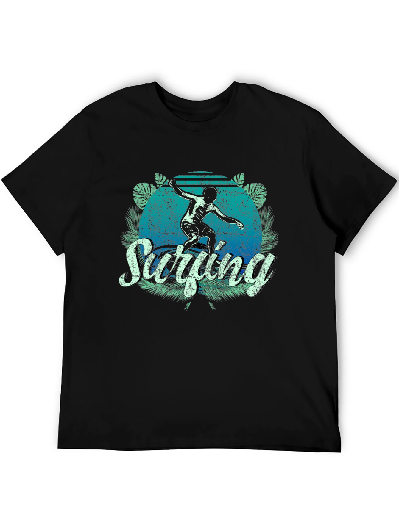 Surfing Retro Graphic T-Shirt - Mens Black Tee