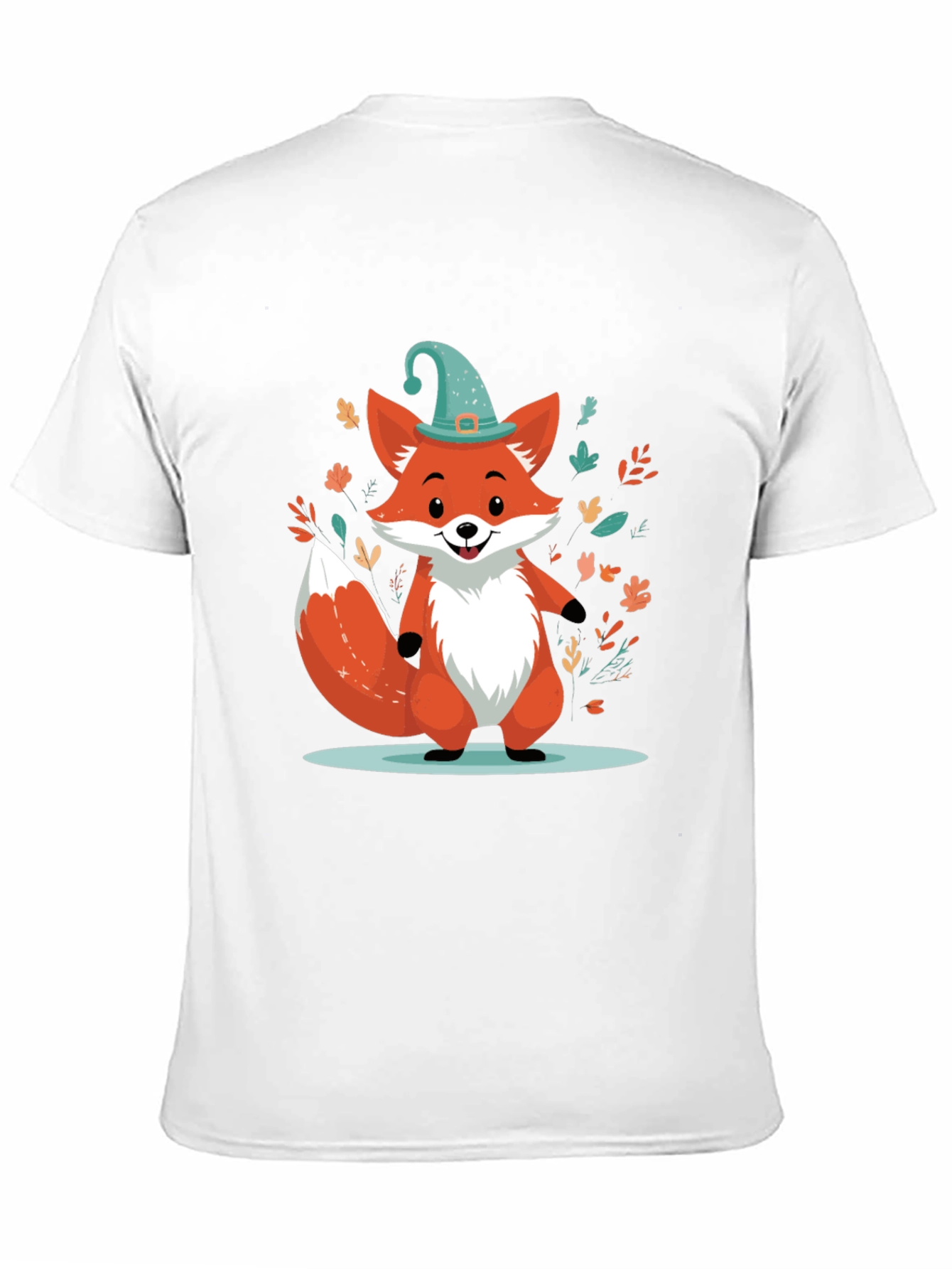 Whimsical Fox Graphic Tee - Black Cotton Blend