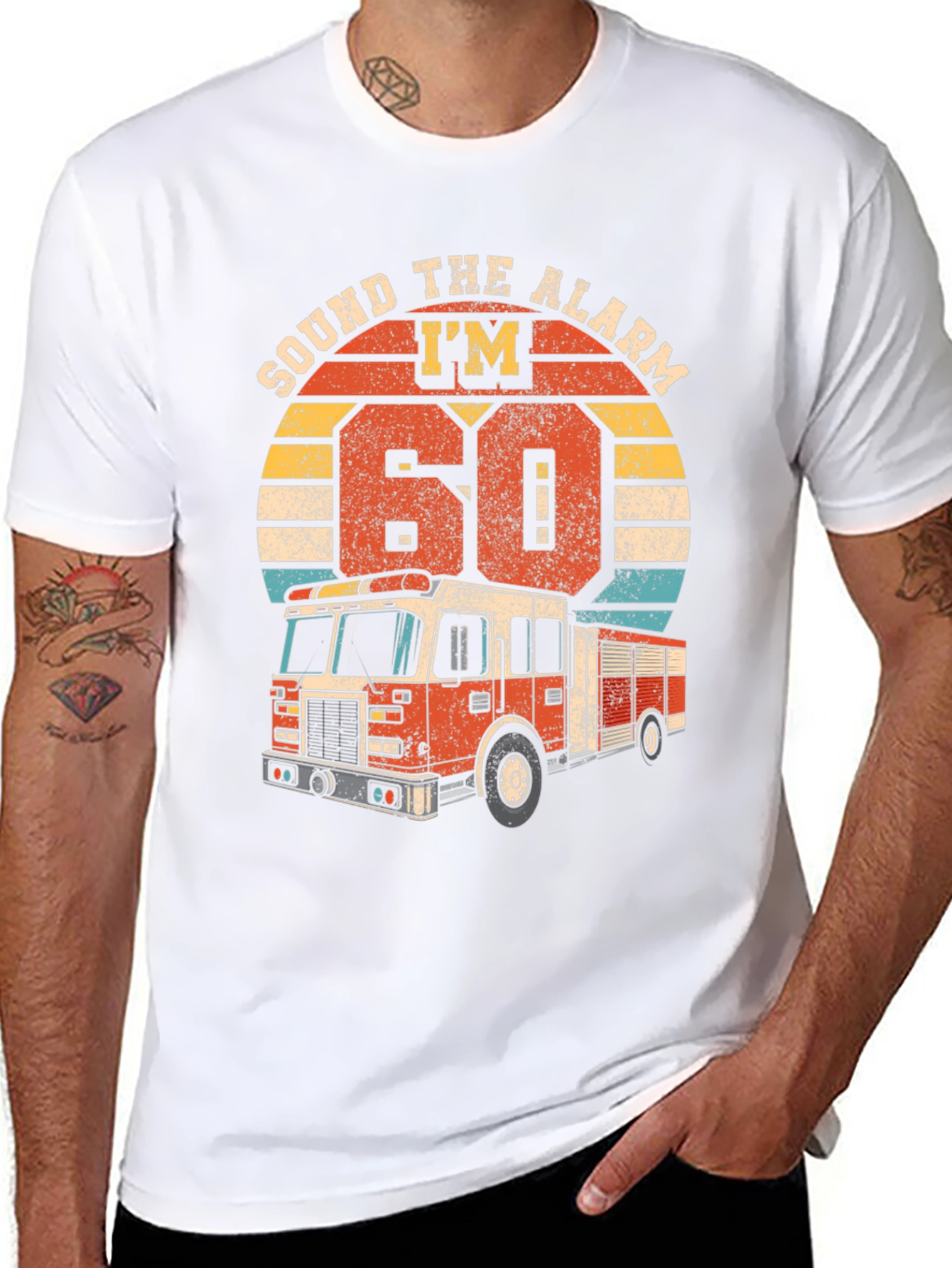 Sound The Alarm Im 60 Firetruck T-Shirt