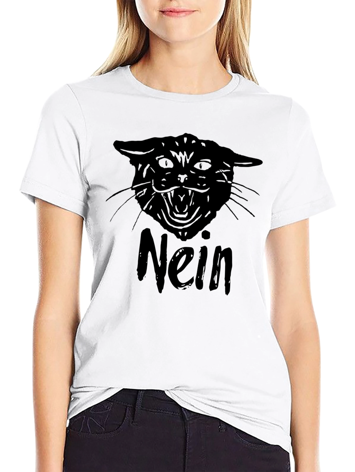 Nein Cat Graphic Tee - Black T-Shirt