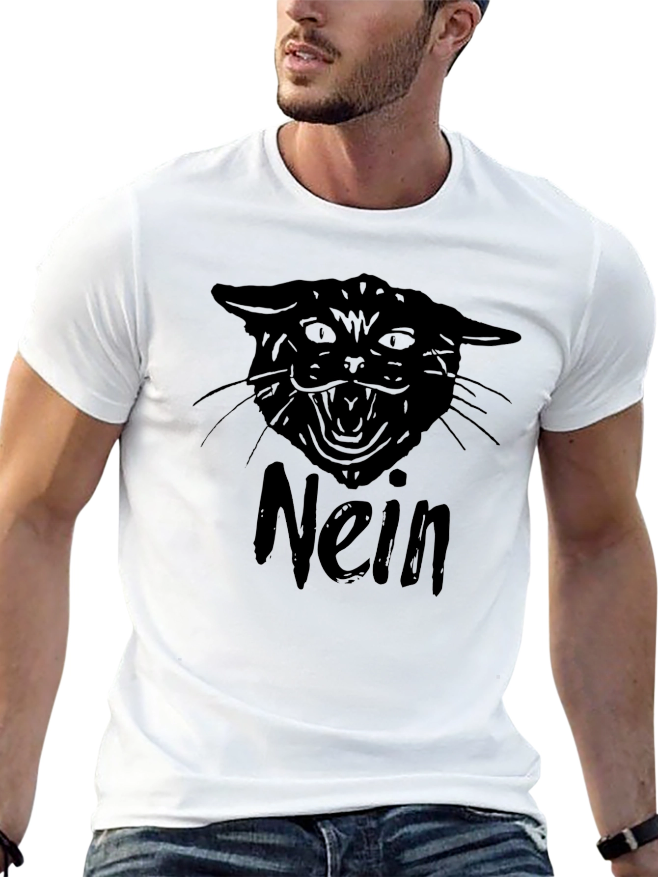 Nein Cat Graphic Tee - Black T-Shirt