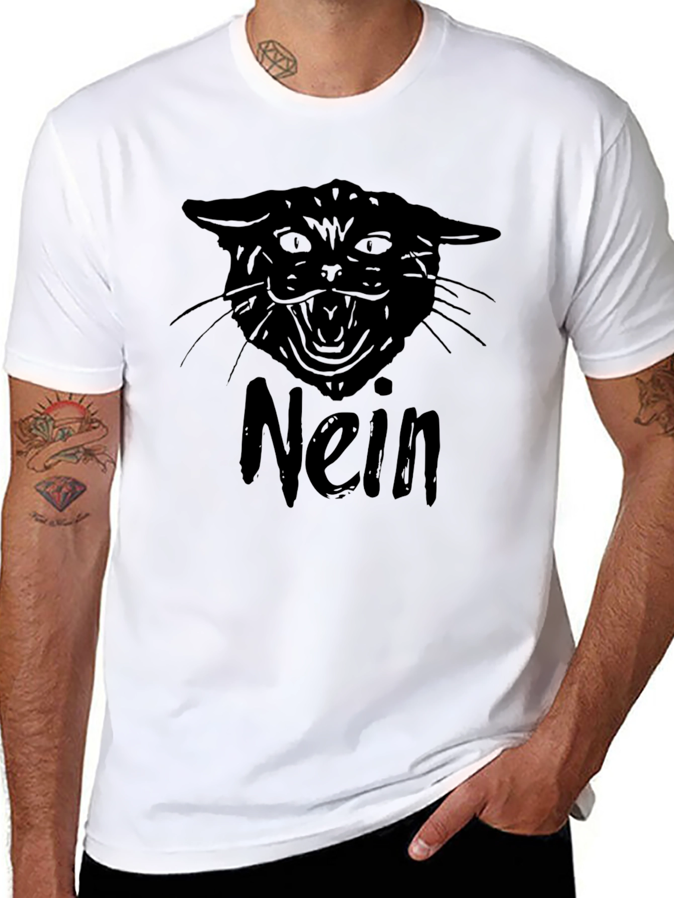 Nein Cat Graphic Tee - Black T-Shirt