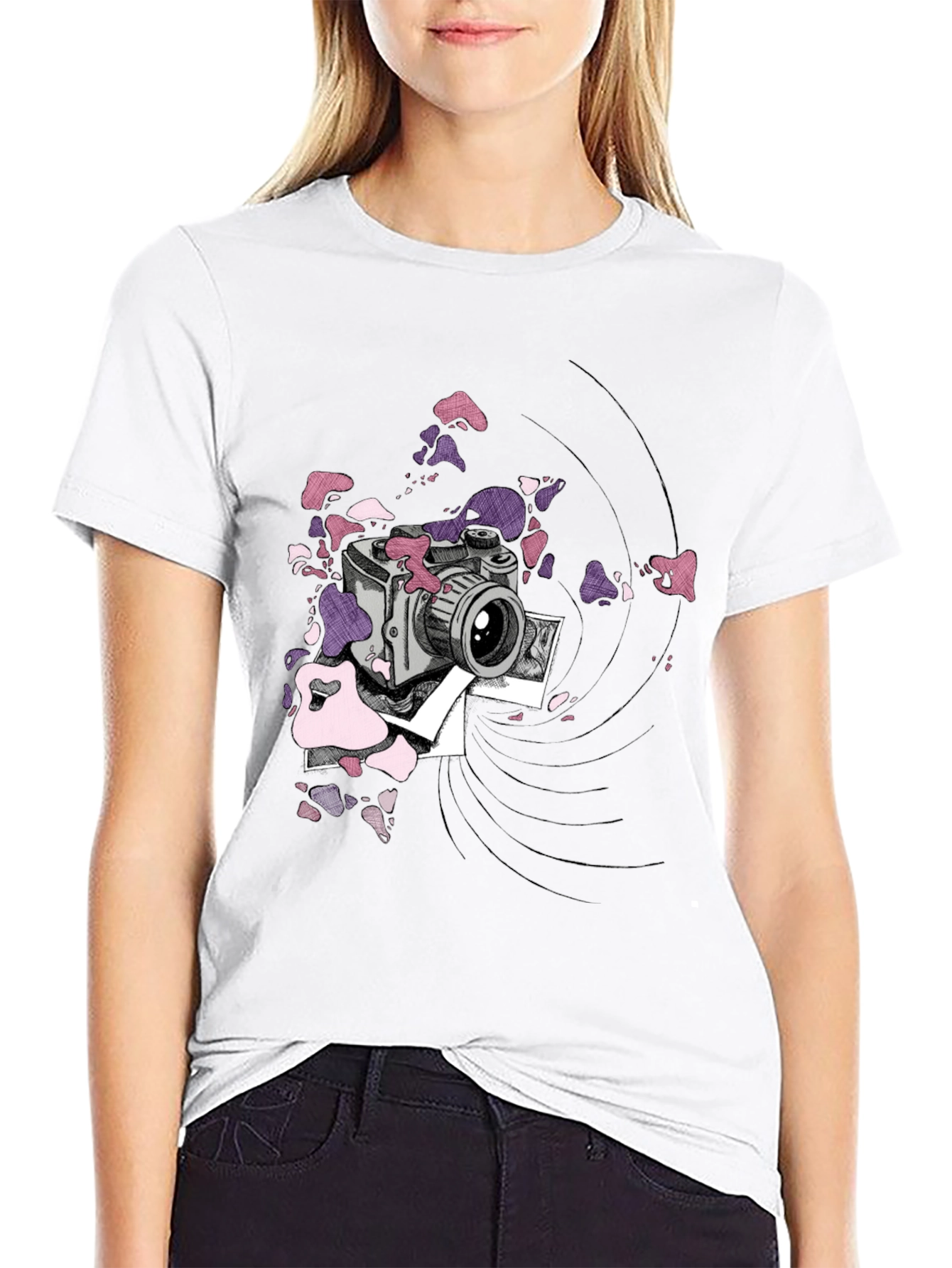 Camera Graphic T-Shirt - Trendy Artistic Tee