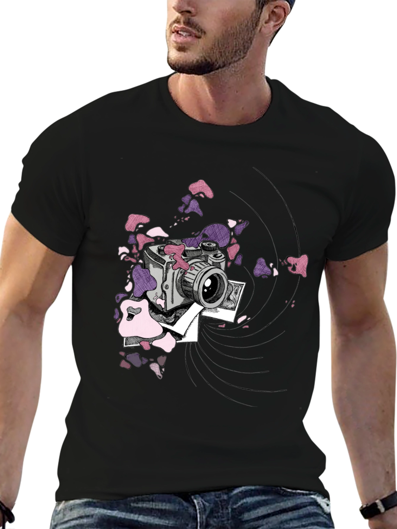 Camera Graphic T-Shirt - Trendy Artistic Tee