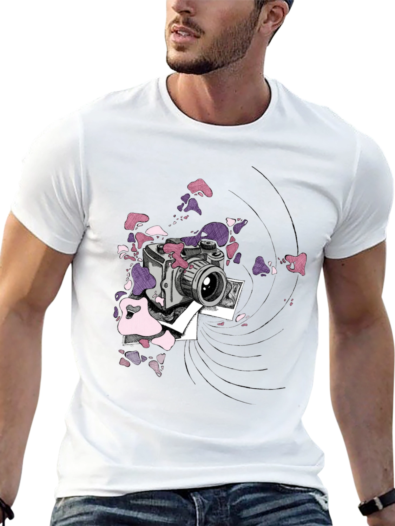 Camera Graphic T-Shirt - Trendy Artistic Tee