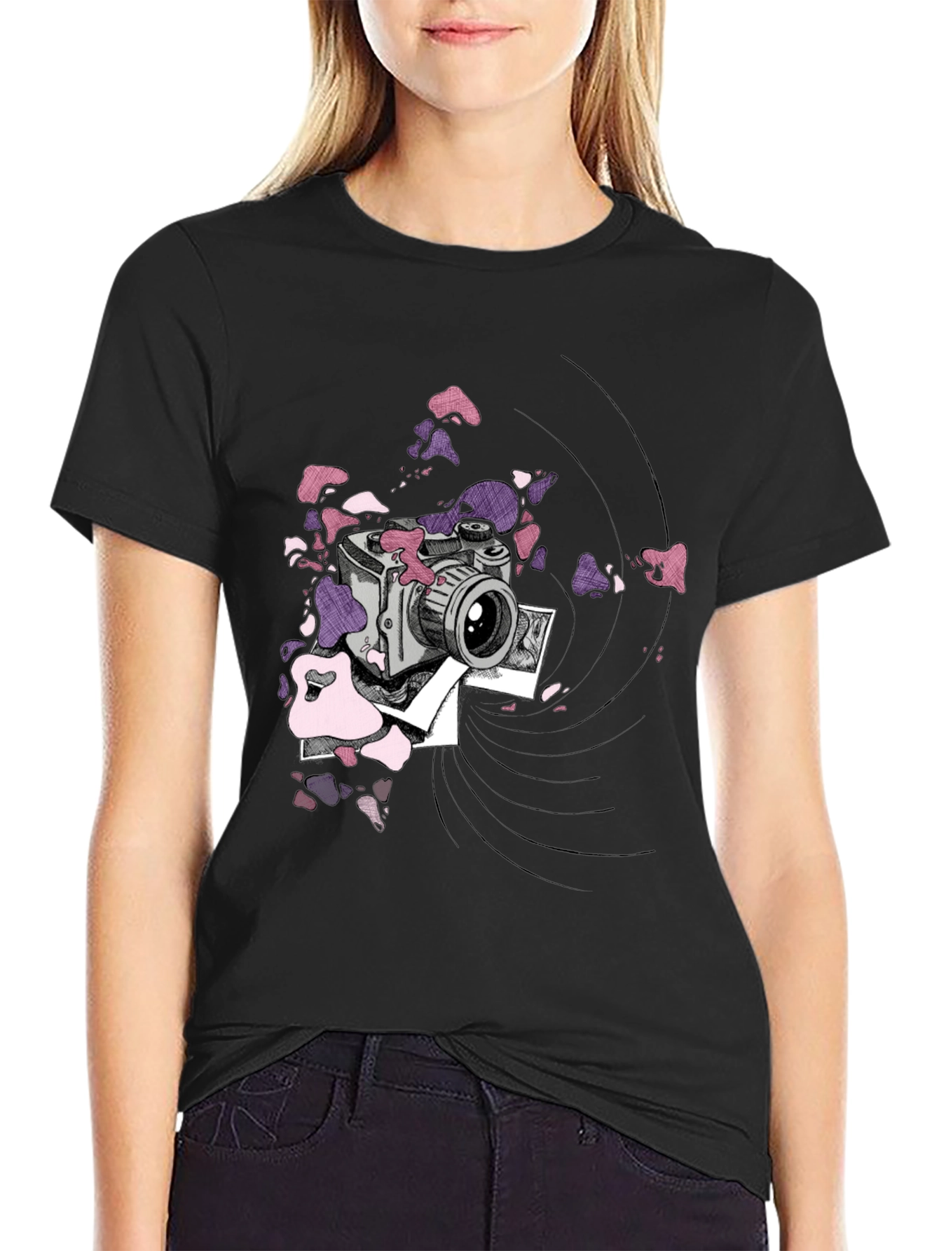 Camera Graphic T-Shirt - Trendy Artistic Tee