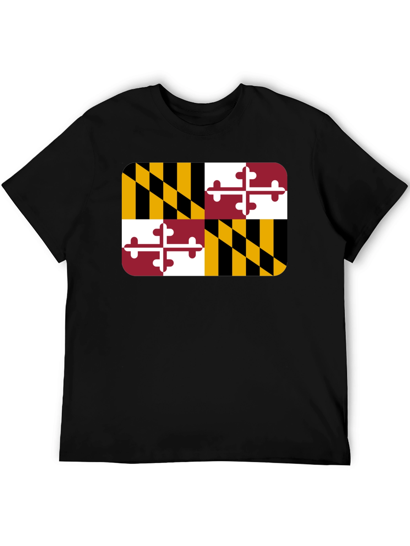 Maryland Flag T-Shirt - Black Crew Neck Tee
