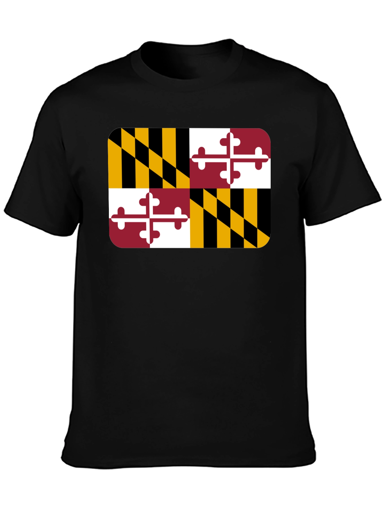 Maryland Flag T-Shirt - Black Crew Neck Tee
