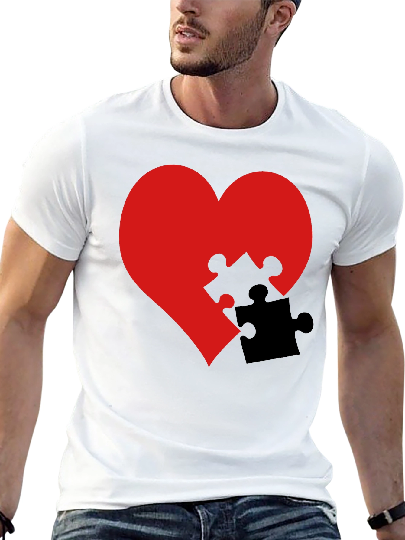 Heart Puzzle Piece Graphic Tee