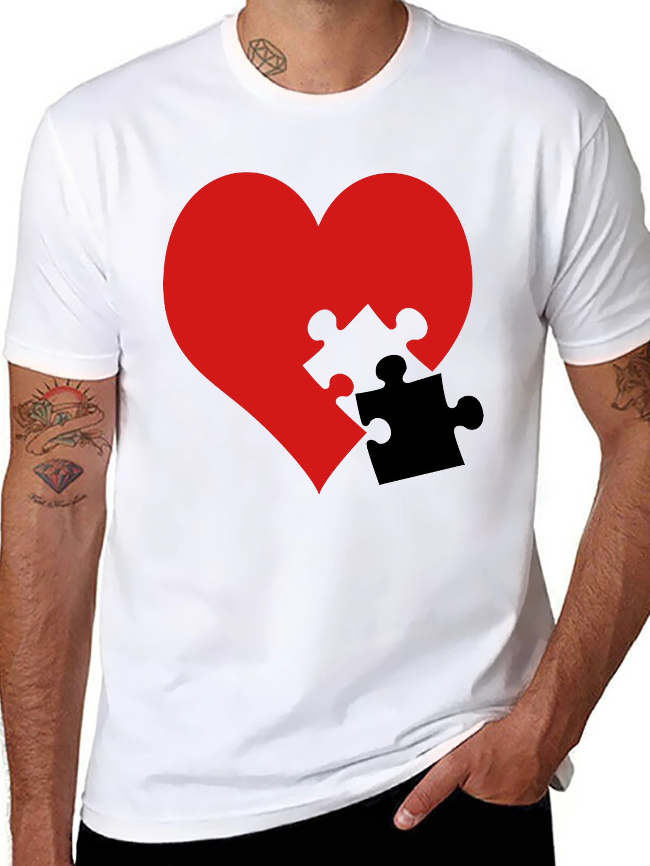 Heart Puzzle Piece Graphic Tee