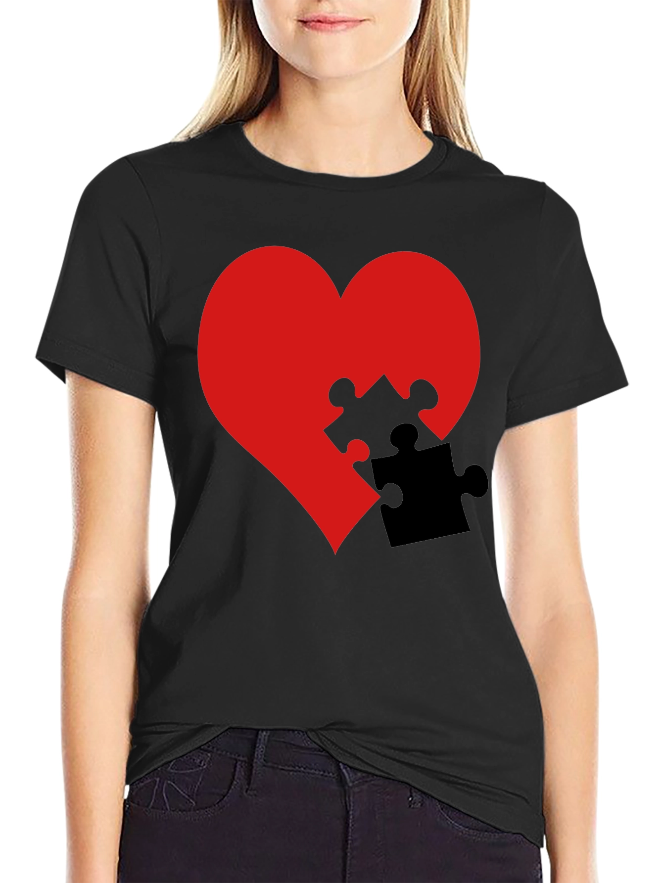 Heart Puzzle Piece Graphic Tee