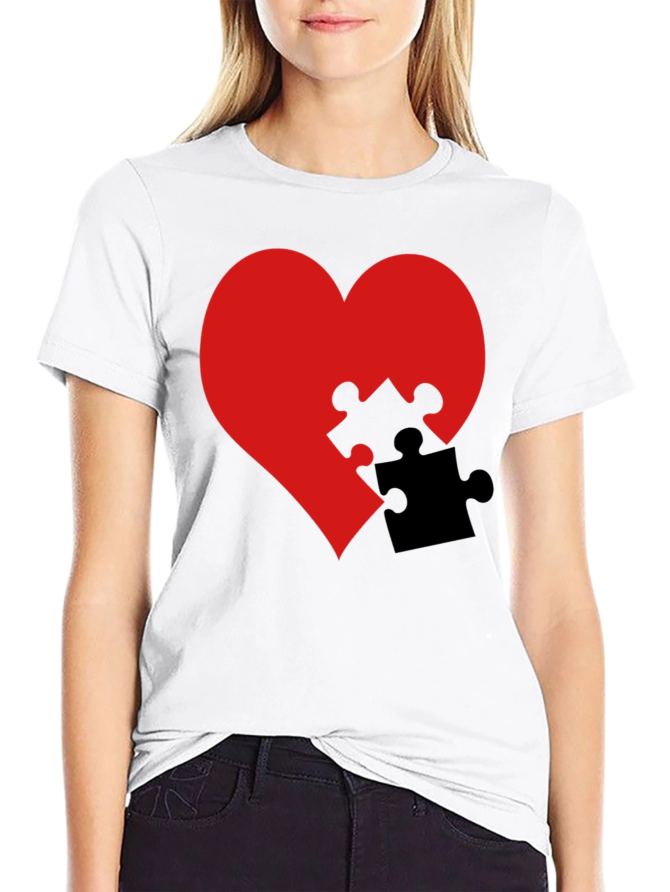 Heart Puzzle Piece Graphic Tee
