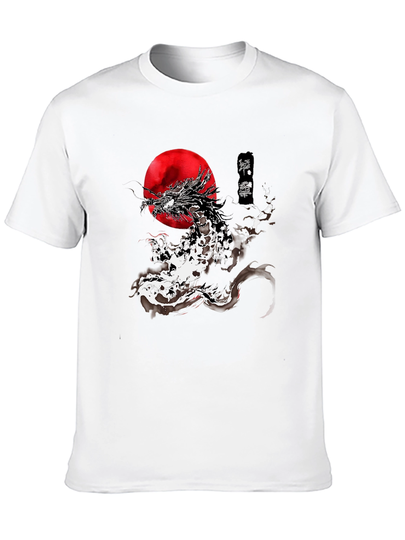 Dragon & Rising Sun Graphic Tee - Black