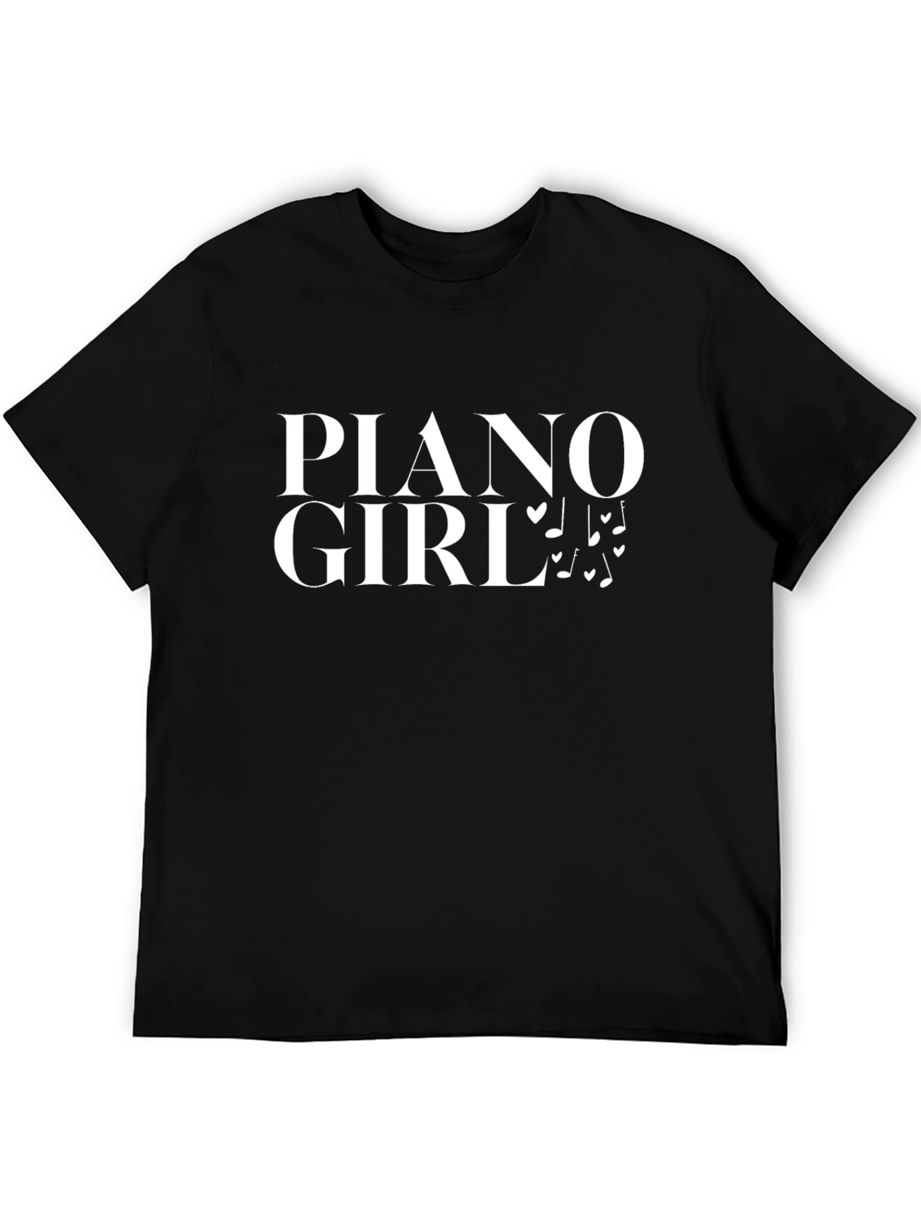 Piano Girl T-Shirt - Musical Heart Notes Tee