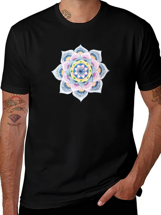 Mandala Graphic Tee - Black Cotton Casual Comfort