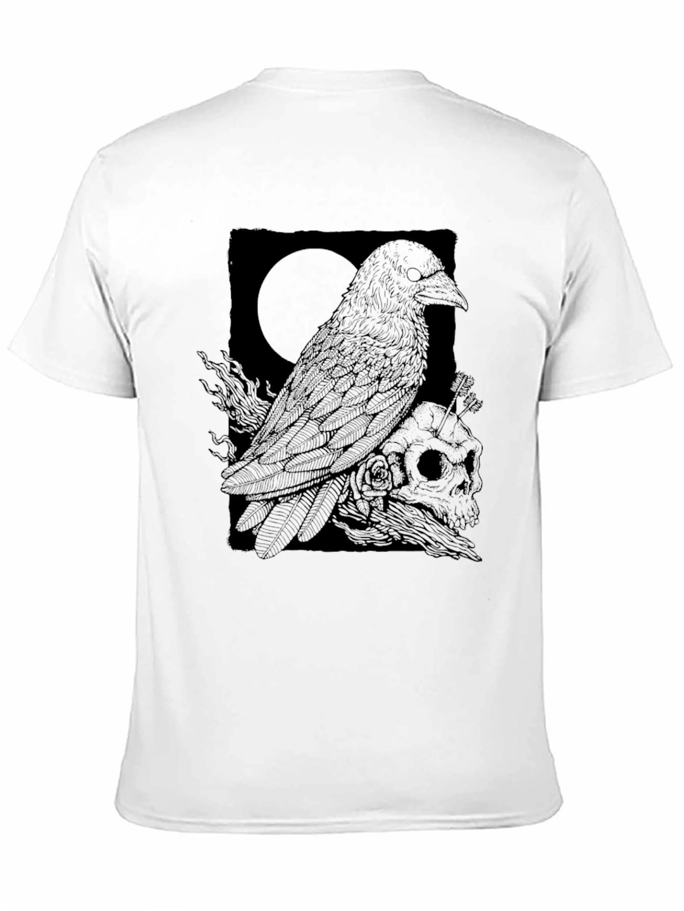 Raven & Skull Graphic Tee - Dark Gothic Design