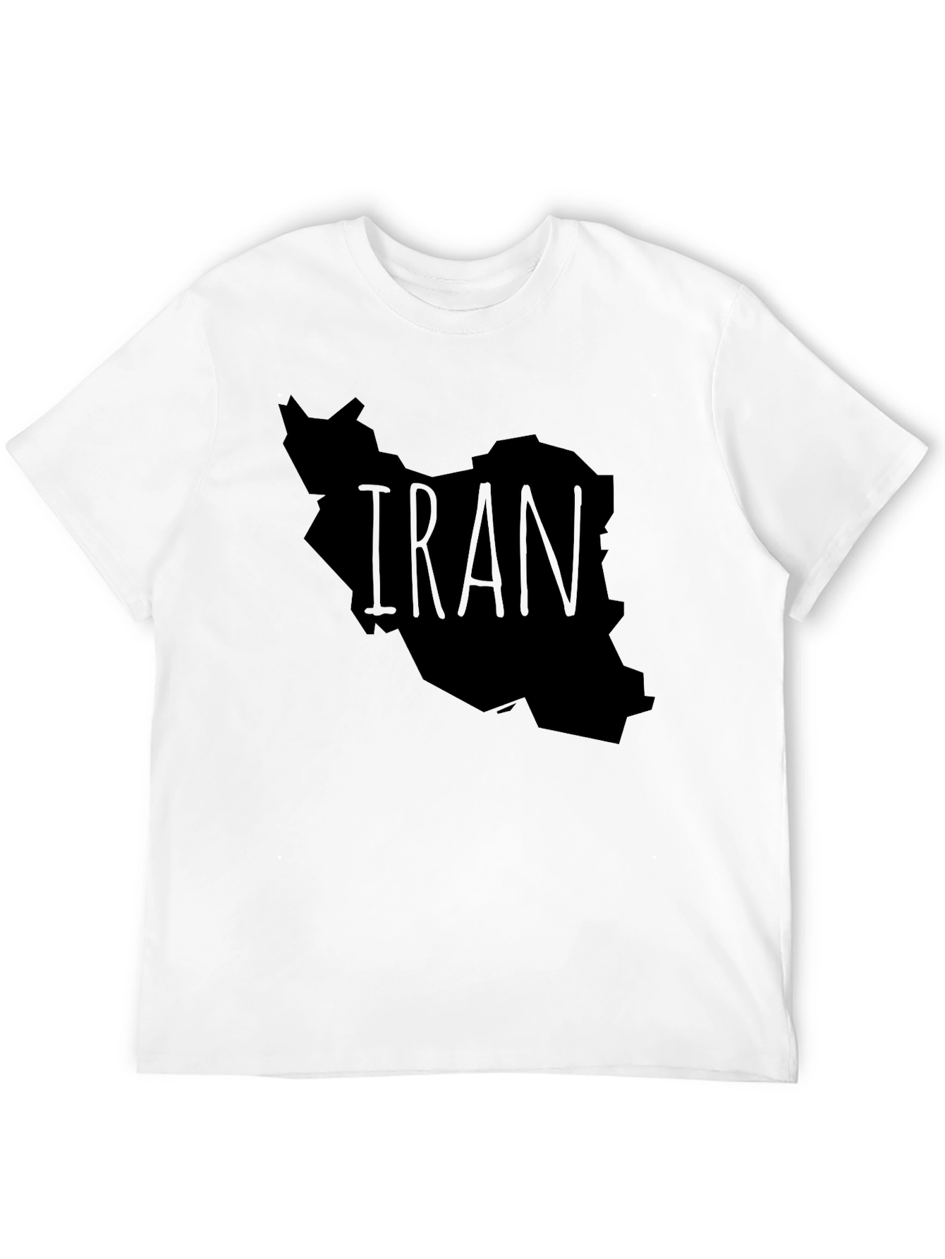 Iran Map Graphic Tee - Black Crew Neck T-Shirt