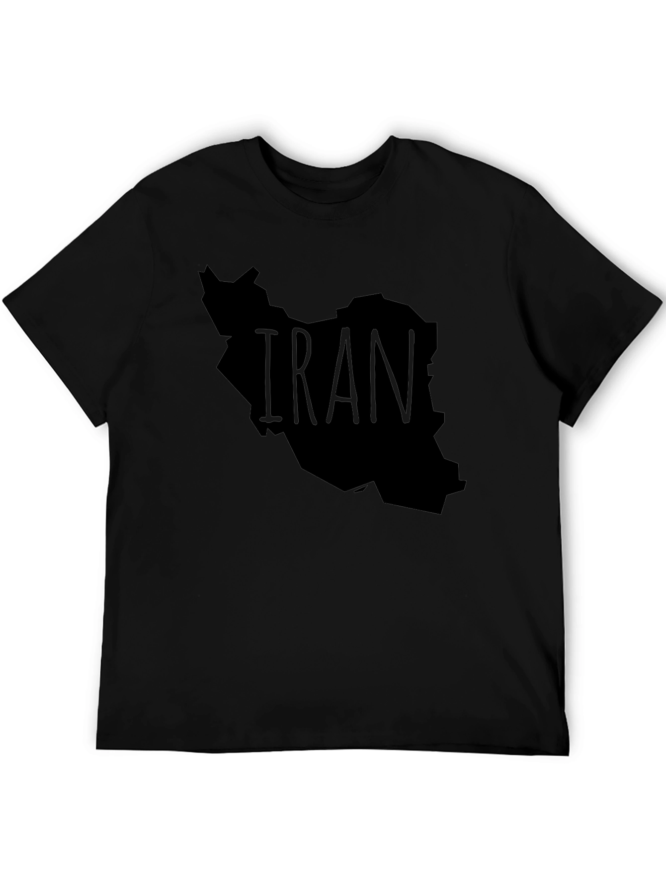 Iran Map Graphic Tee - Black Crew Neck T-Shirt