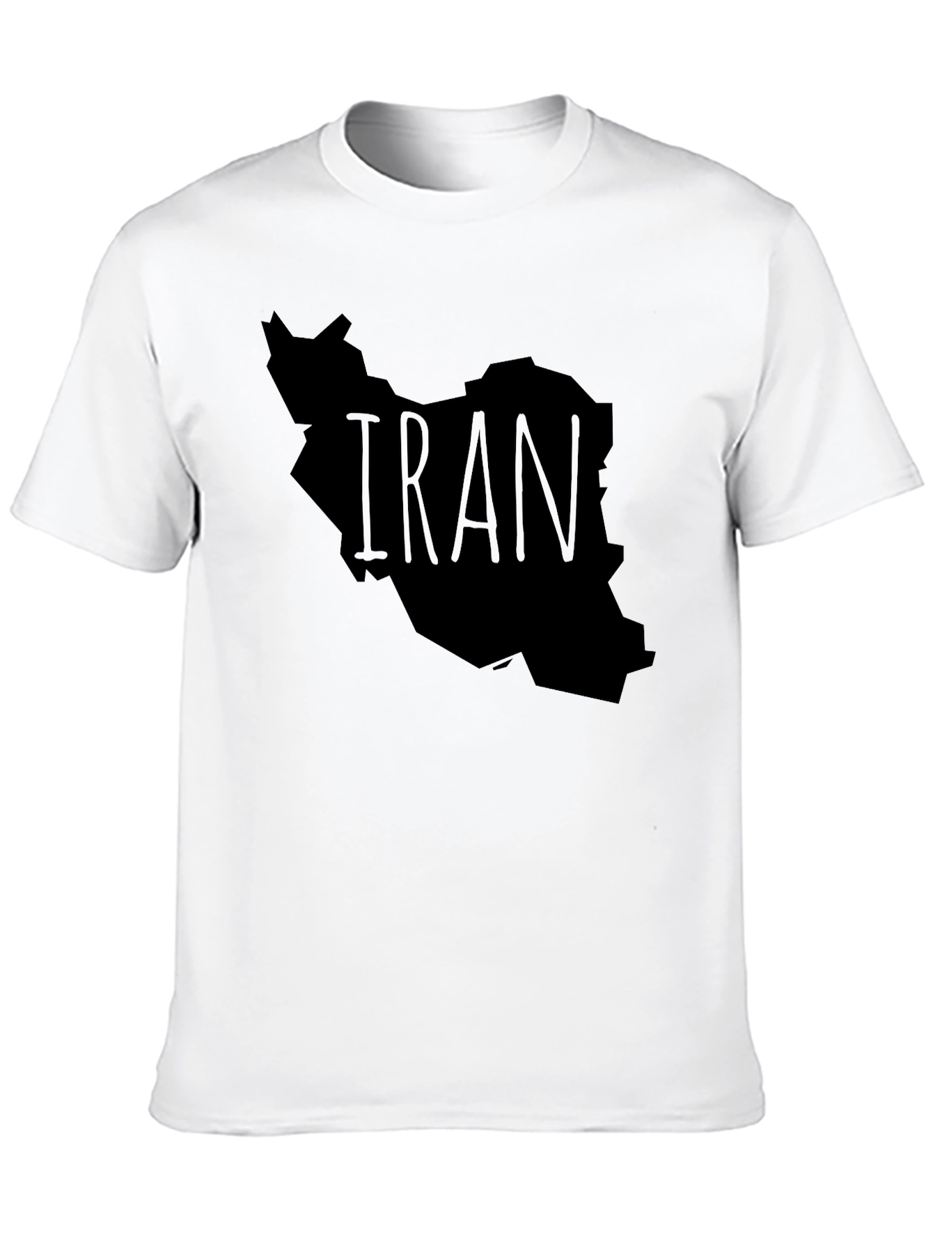 Iran Map Graphic Tee - Black Crew Neck T-Shirt