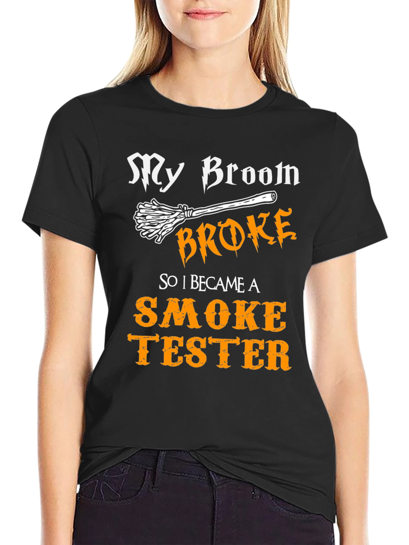Funny Witch Broomstick Smoke Tester Graphic Tee