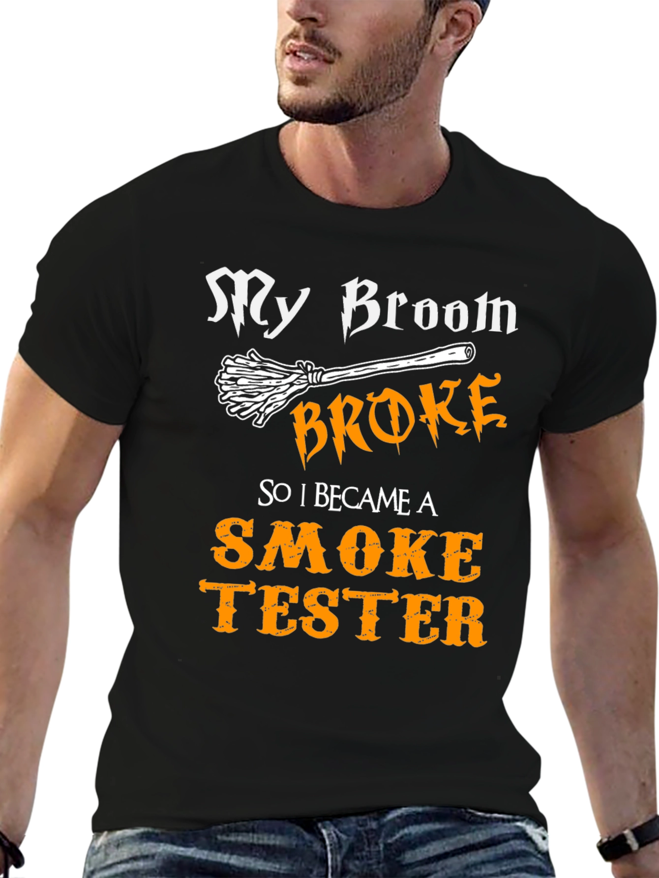 Funny Witch Broomstick Smoke Tester Graphic Tee