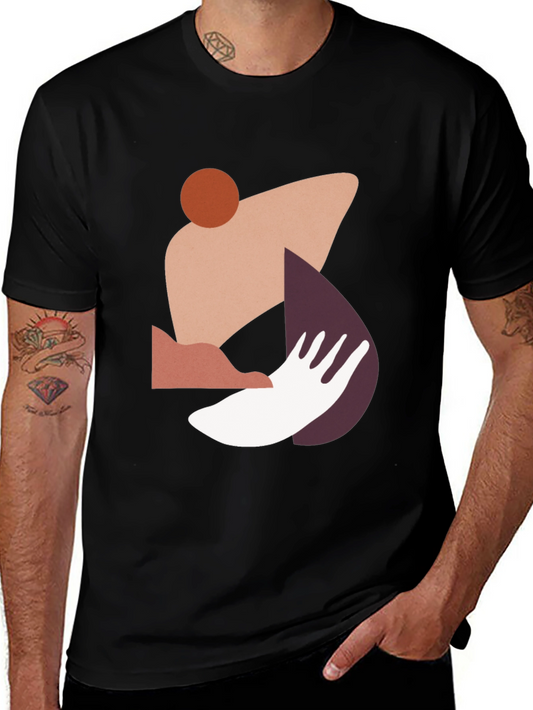 Abstract Geometric Graphic Print Tee - Modern Style