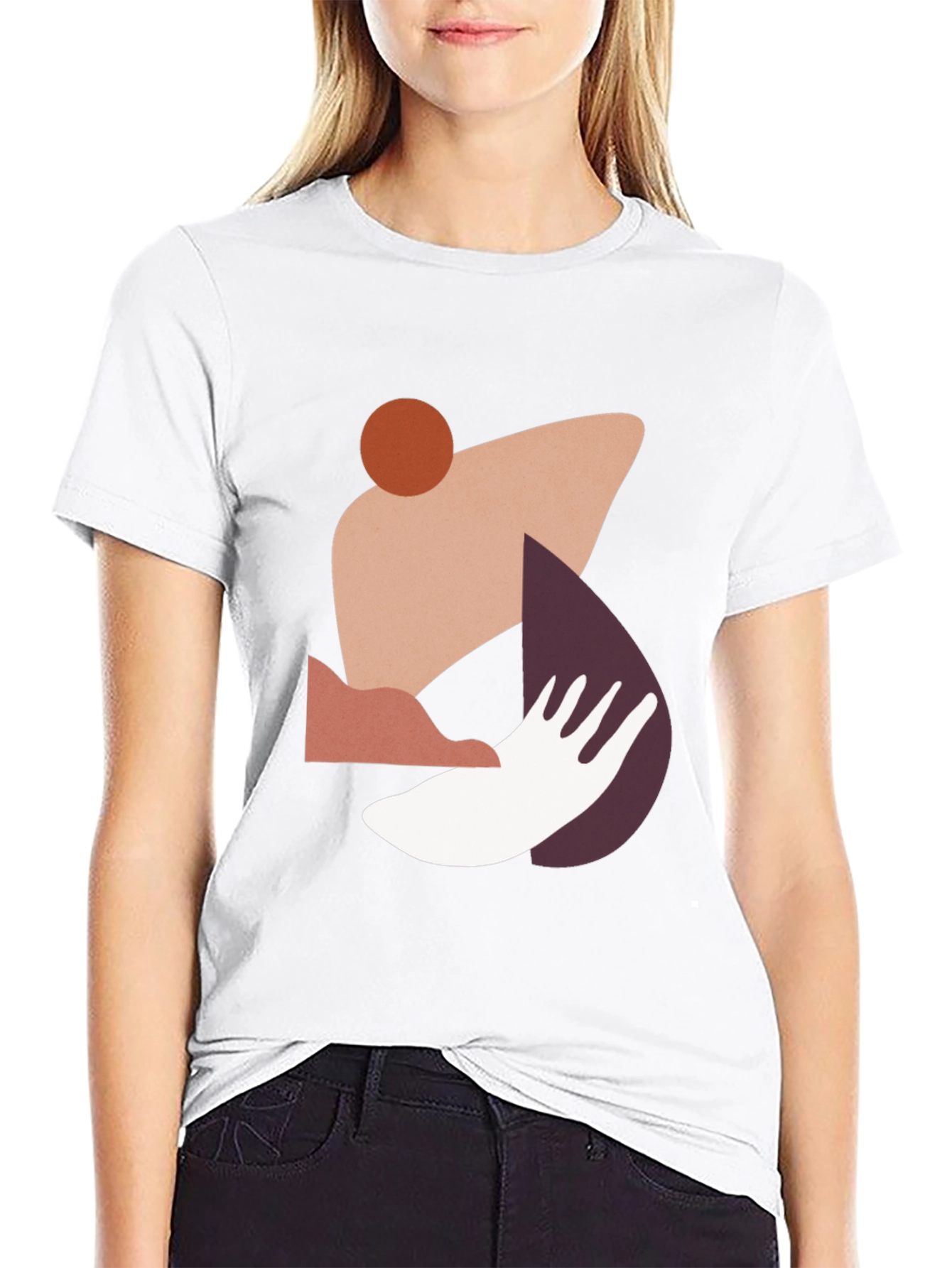 Abstract Geometric Graphic Print Tee - Modern Style