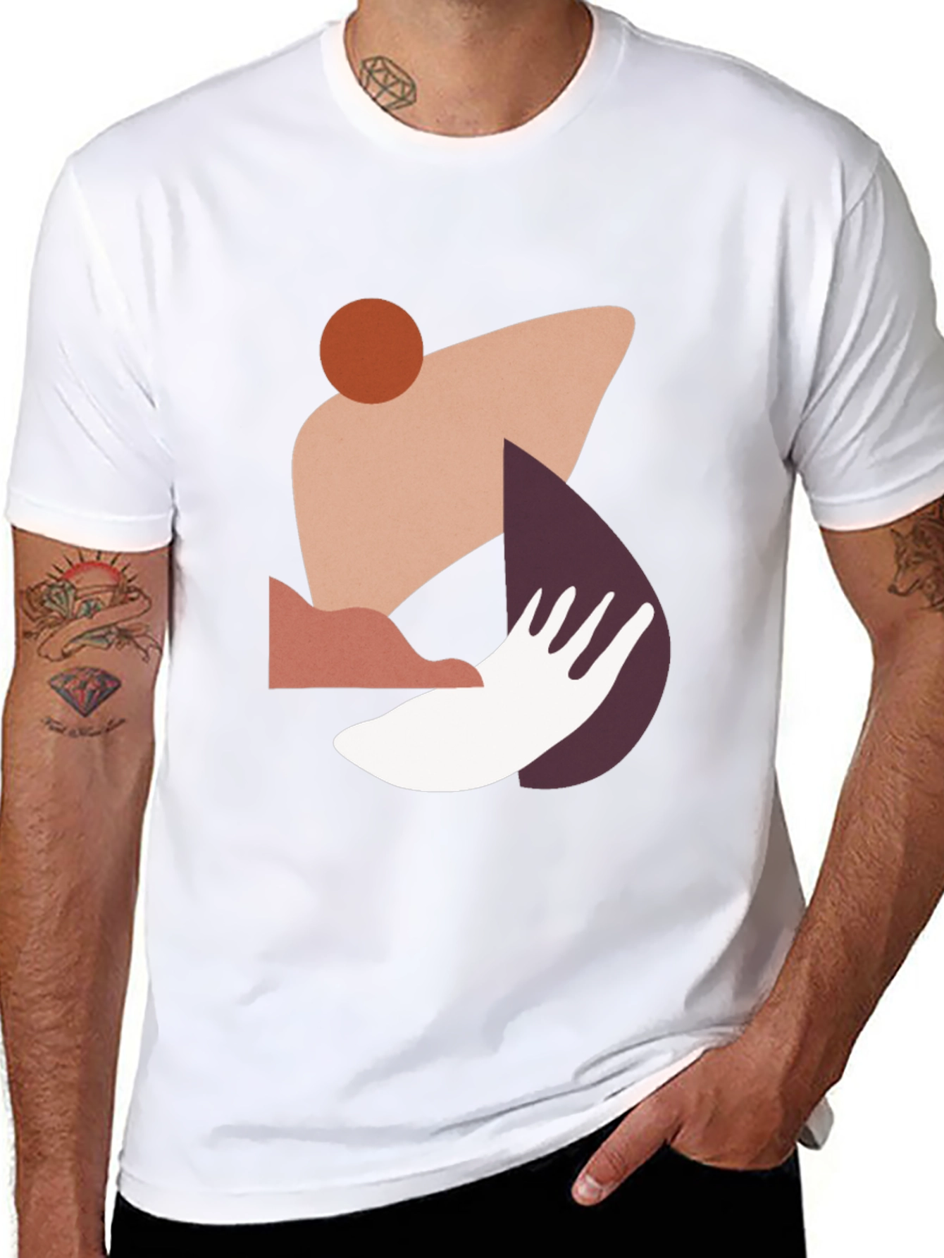 Abstract Geometric Graphic Print Tee - Modern Style