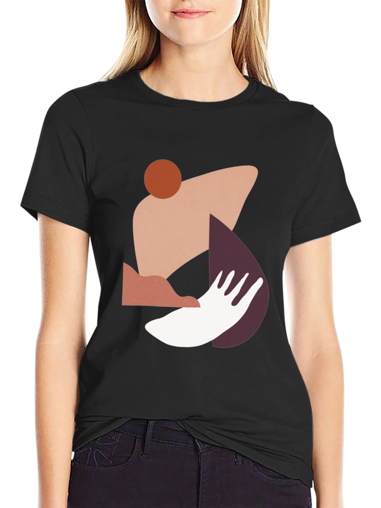 Abstract Geometric Graphic Print Tee - Modern Style