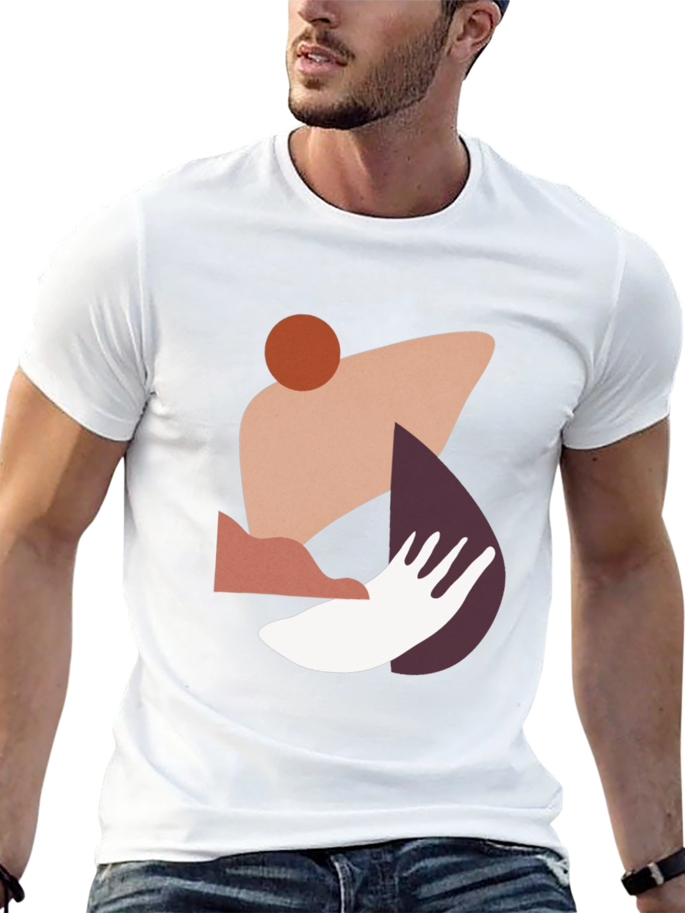 Abstract Geometric Graphic Print Tee - Modern Style