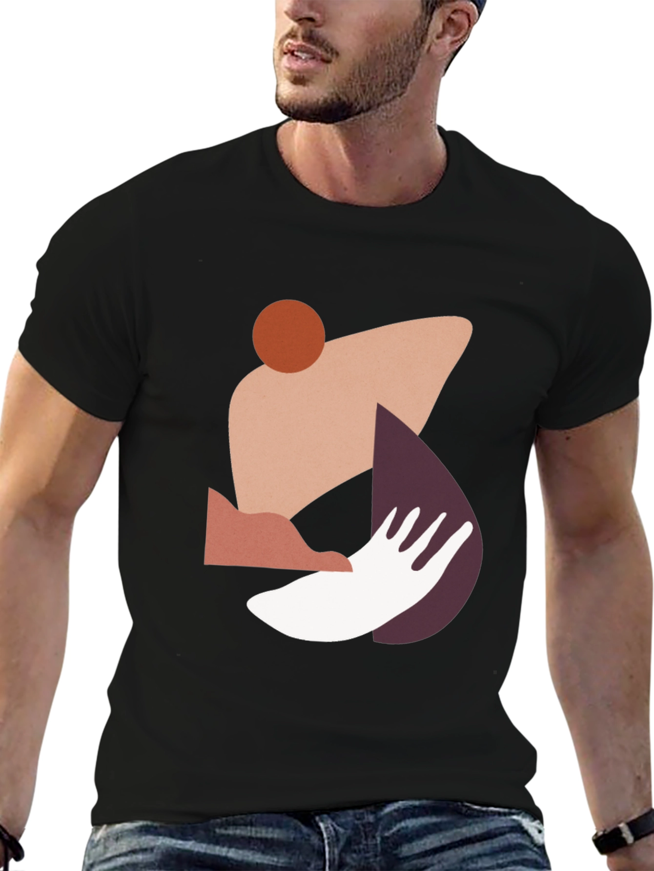Abstract Geometric Graphic Print Tee - Modern Style
