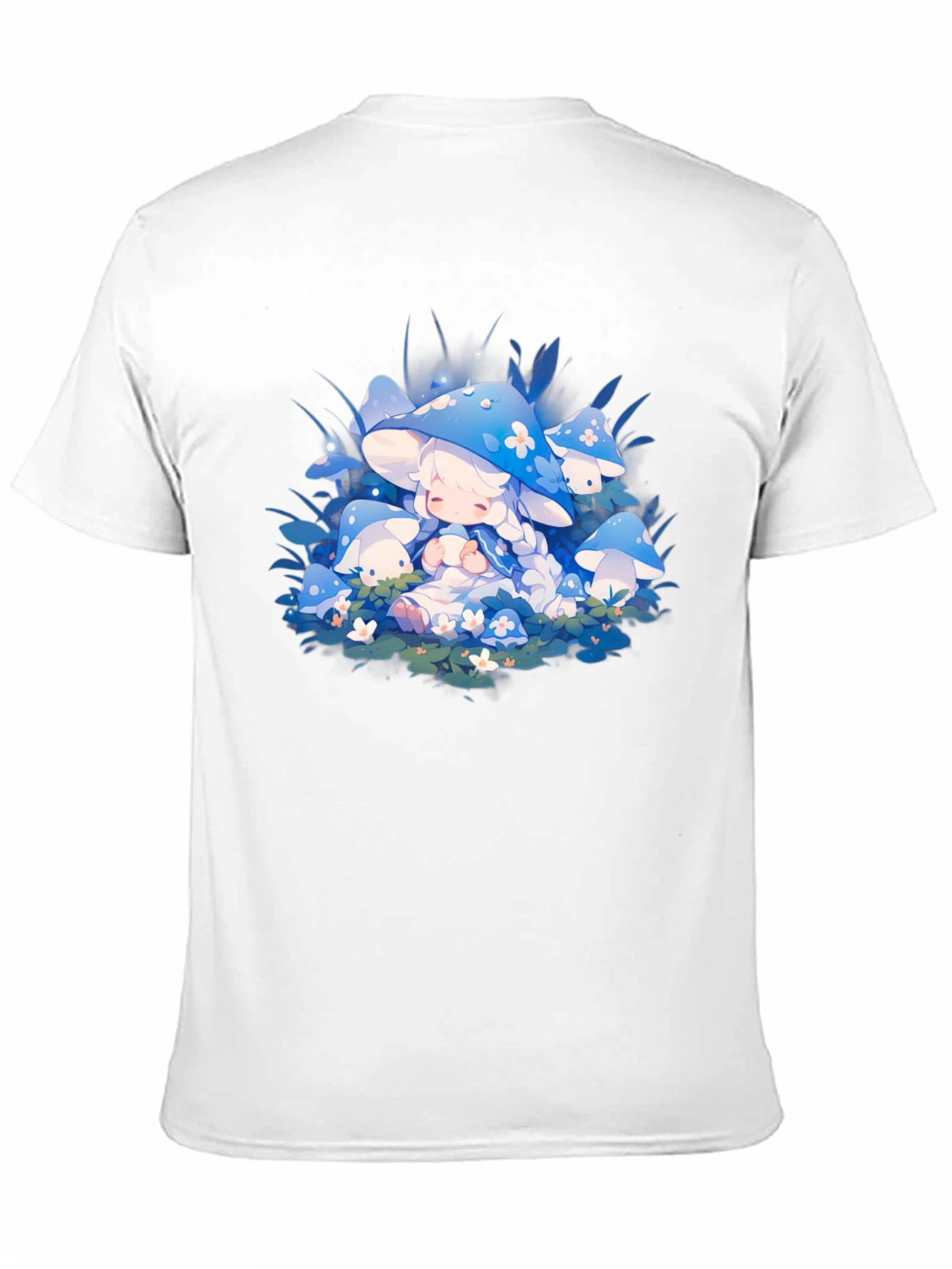 Anime Mushroom Girl Black T-Shirt