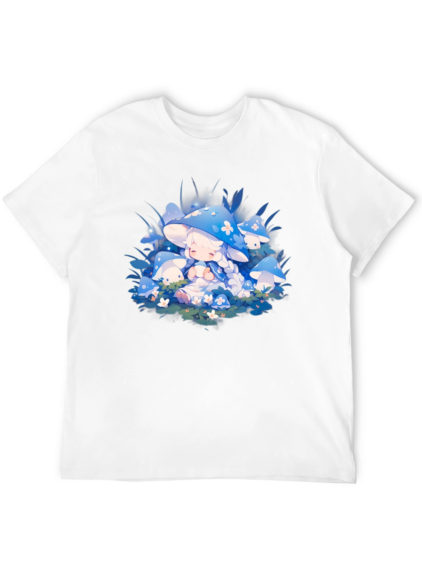 Anime Mushroom Girl Black T-Shirt