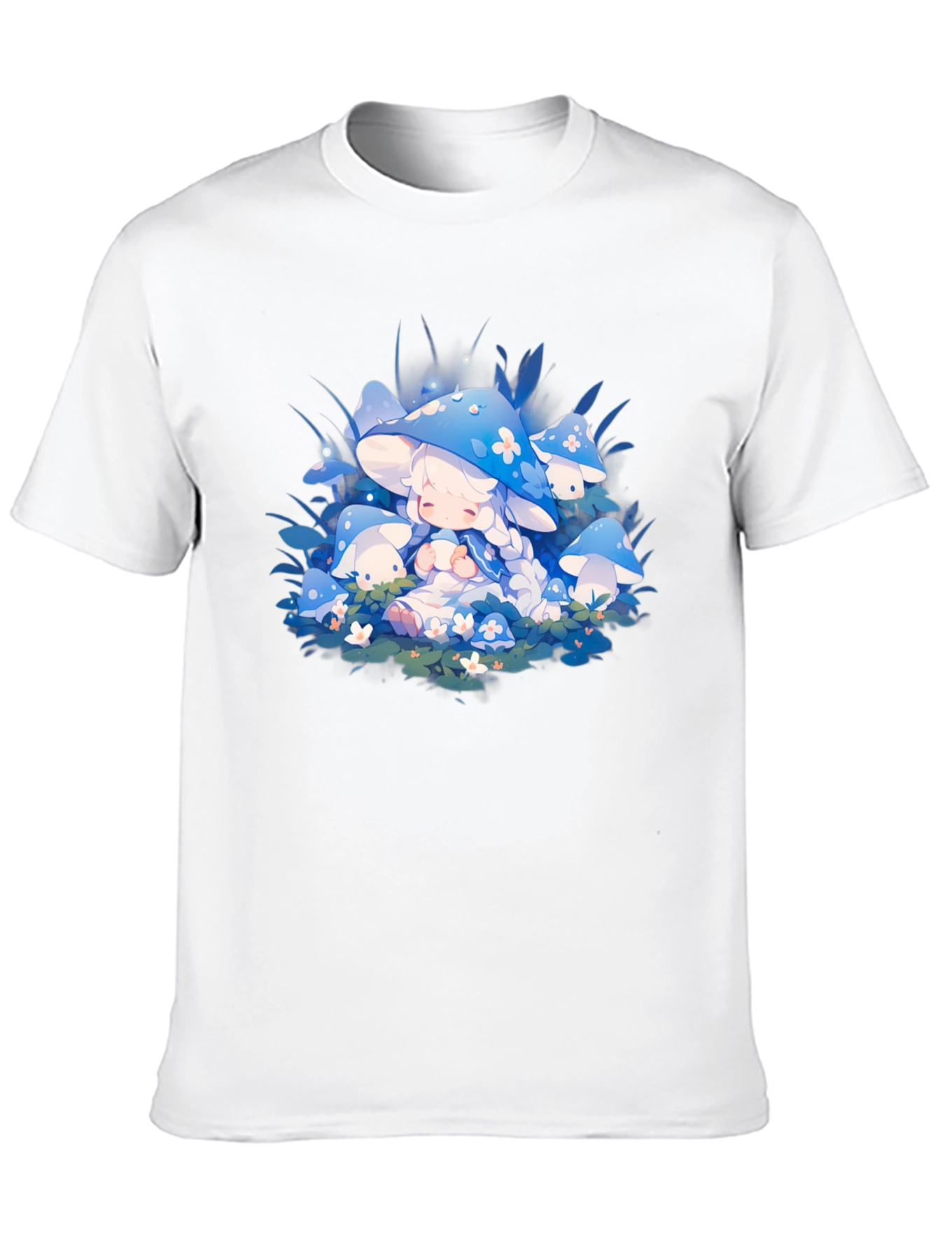 Anime Mushroom Girl Black T-Shirt