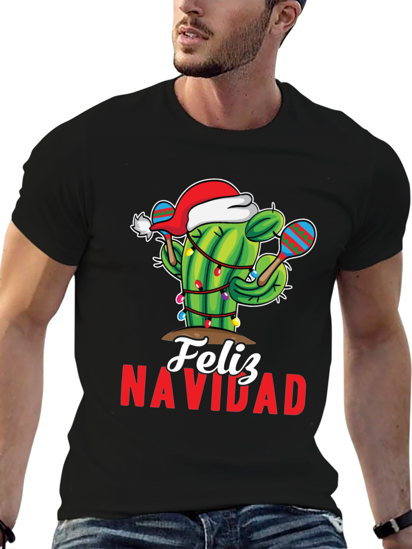 Festive Cactus Feliz Navidad Holiday T-Shirt