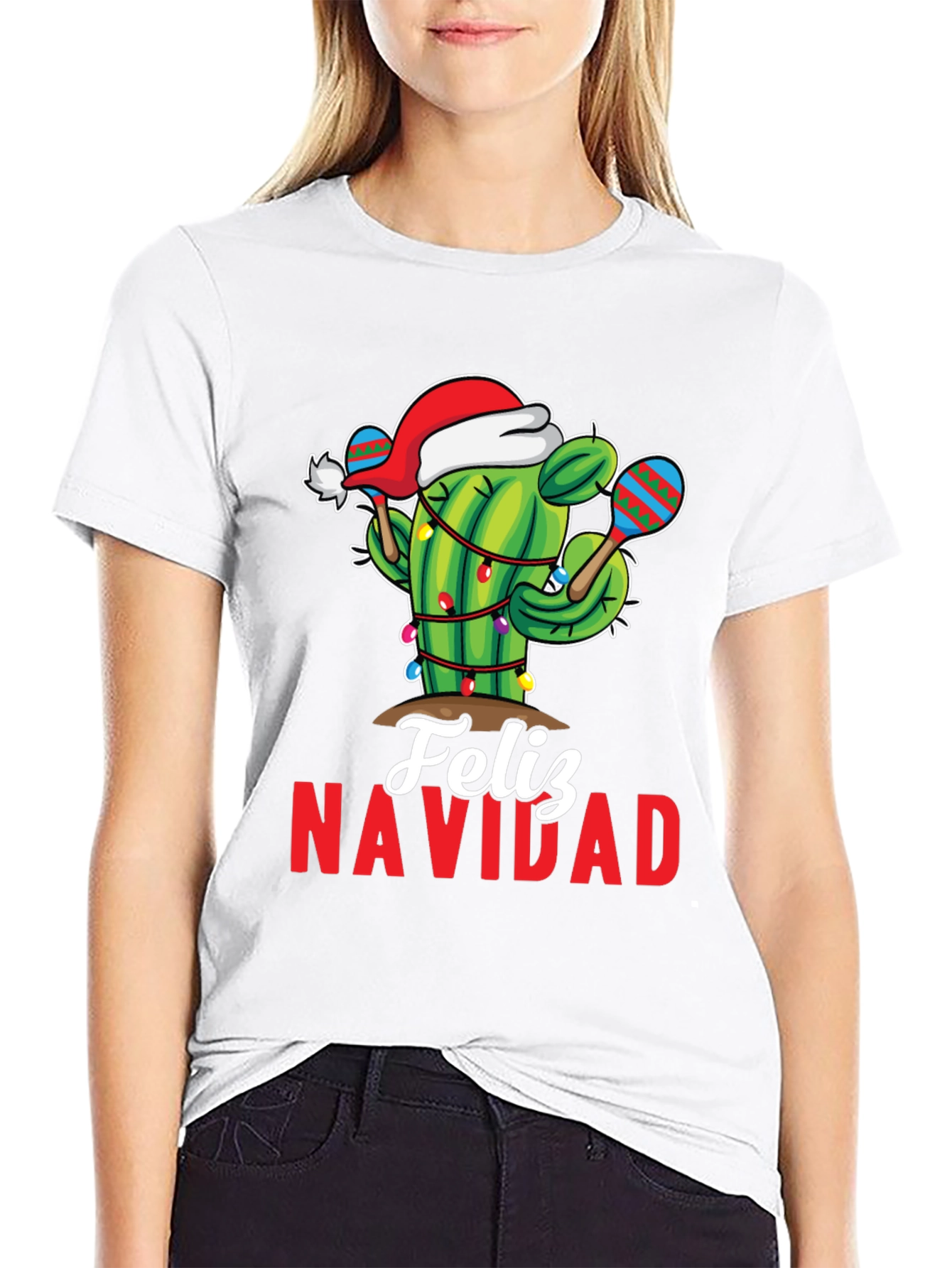 Festive Cactus Feliz Navidad Holiday T-Shirt