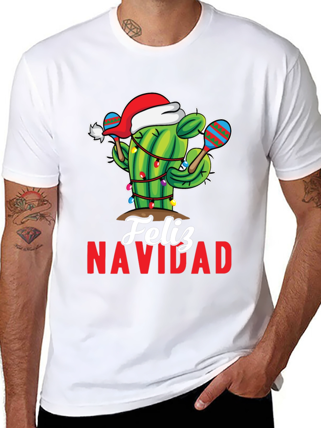 Festive Cactus Feliz Navidad Holiday T-Shirt