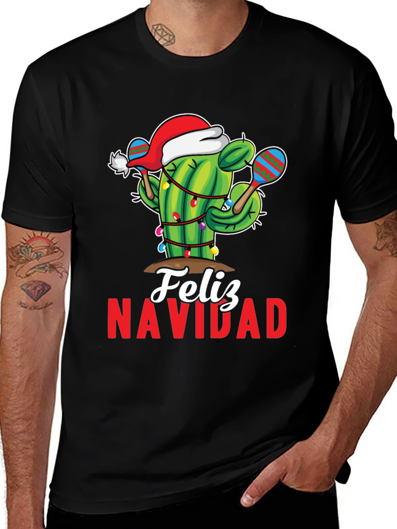 Festive Cactus Feliz Navidad Holiday T-Shirt
