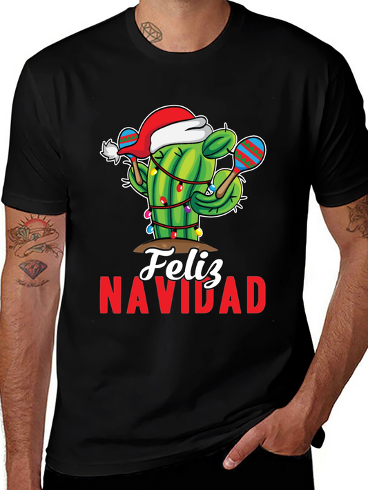 Festive Cactus Feliz Navidad Holiday T-Shirt