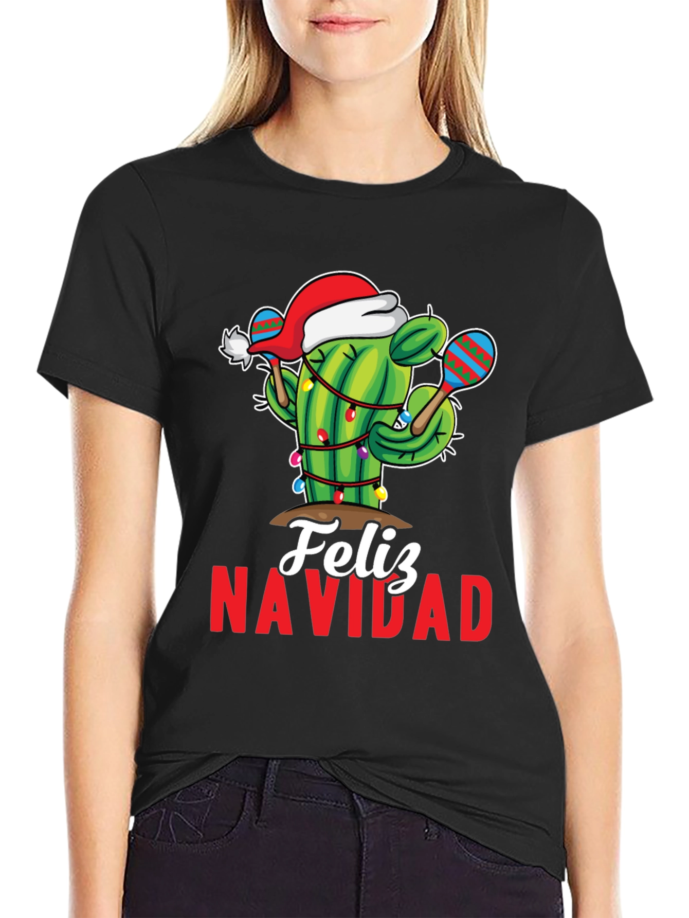 Festive Cactus Feliz Navidad Holiday T-Shirt