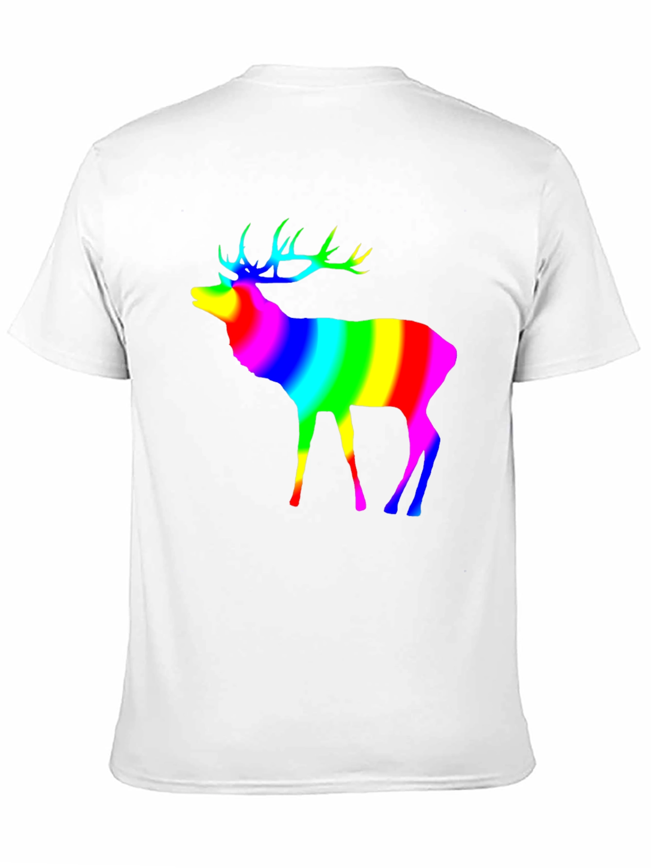 Rainbow Deer Graphic Tee - Black Cotton T-Shirt