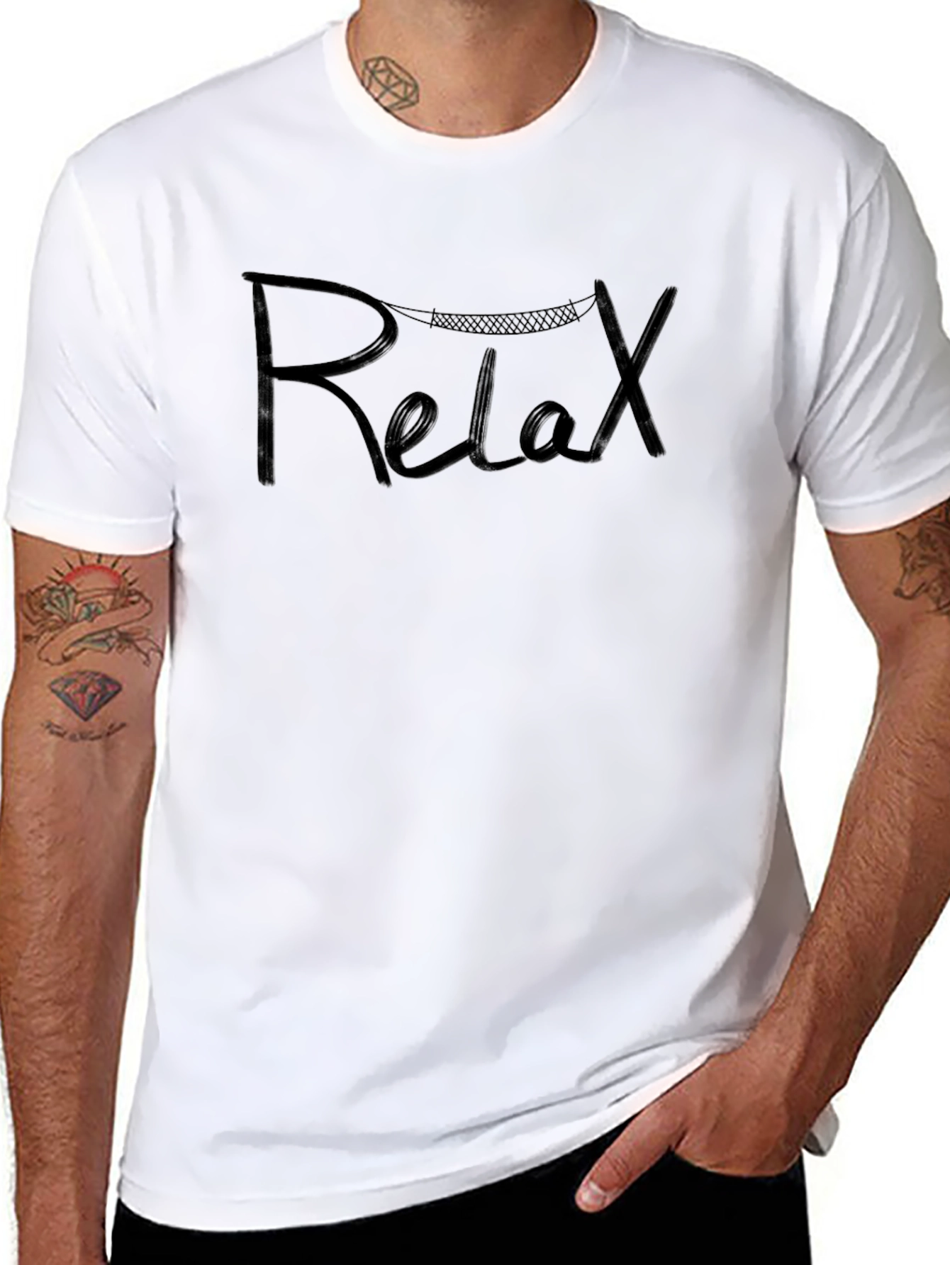 Relax Hammock Graphic Tee - Casual Black T-Shirt