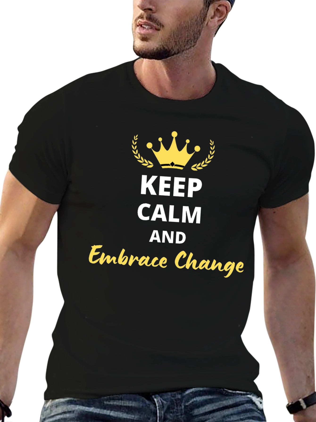 Keep Calm & Embrace Change Black Graphic Tee