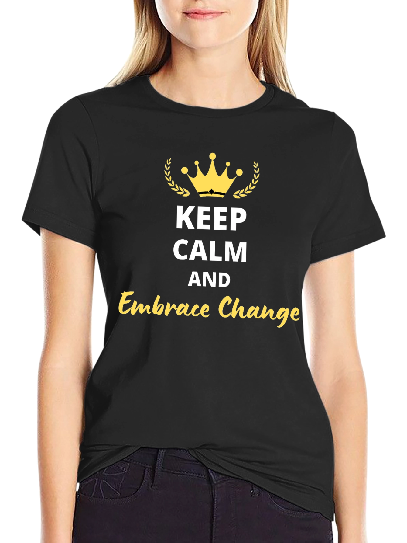 Keep Calm & Embrace Change Black Graphic Tee