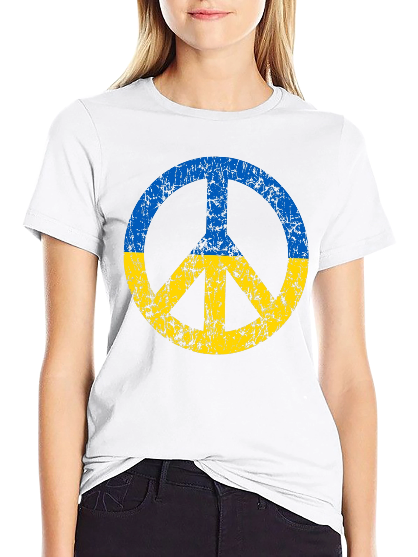 Ukraine Peace Sign T-Shirt - Black