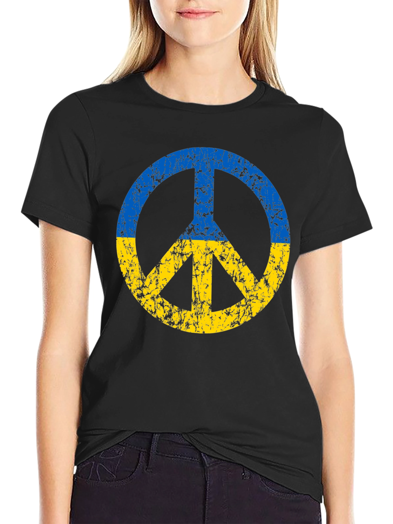 Ukraine Peace Sign T-Shirt - Black